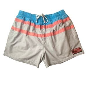 Vintage 80s 90s Morro Bay Shorts Trunks Swimwear Surfer Blue Coral Grey